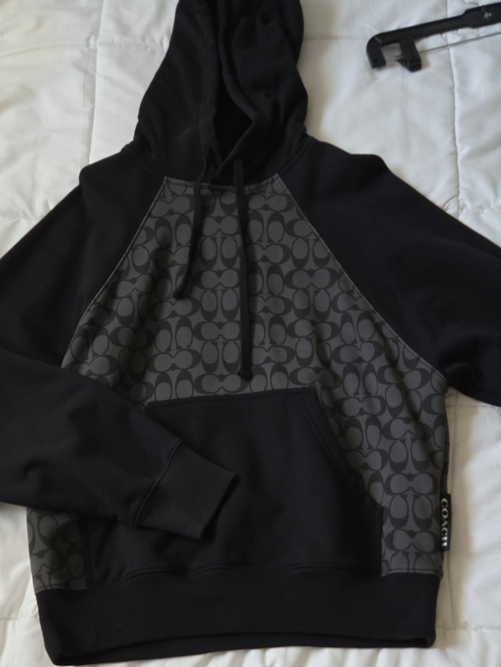 Coach Black & Charcoal Signature Logo Crewneck Hoodie